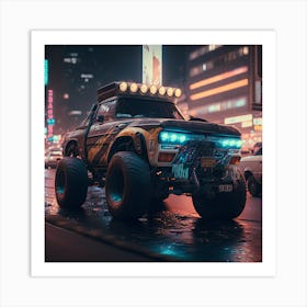 Monster Truck At Night Art Print