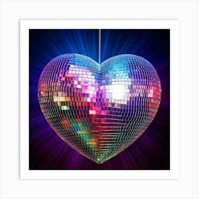 Firefly Vibrant Heart Shaped Disco Ball Floating In Light 65652 (2) Art Print