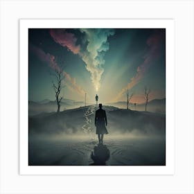 Man In A Hat Standing On A Hill Art Print