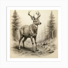 Deer In The Woods 122 Art Print