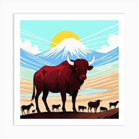 Bulls In The Mountains 14 Art Print