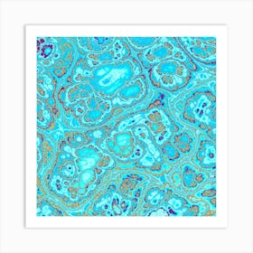 Abstract Pattern In Blue And Gold Poster