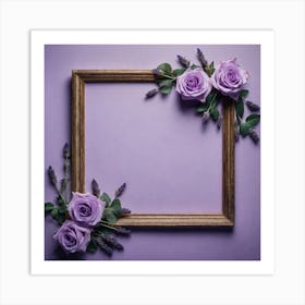 Purple Frame With Lavender Flowers Art Print