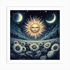Sun And Sunflowers Art Print