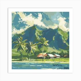 A Tahiti In French Polynesia Expressive Strokes 3 Art Print