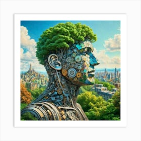 Man With A Tree On His Head Art Print