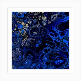 Blue And Gold Abstract Painting 1 Art Print