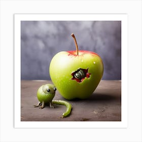 Apple With A Worm Art Print