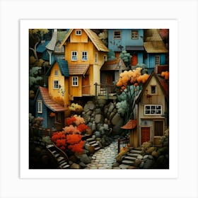 Autumn Village Art Print