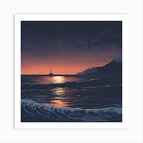 Sunset In The Ocean Art Print