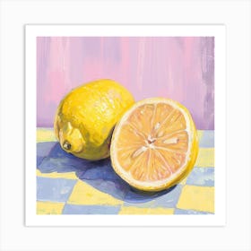 Lemon Pastel Checkerboard 1 Art Print