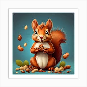 Squirrel With Nuts Art Print