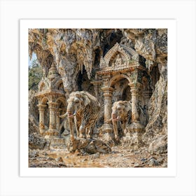 Elephants In The Cave Art Print