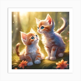 Kittens In The Forest Art Print