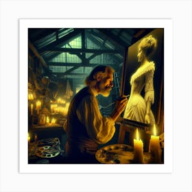 Painting By Candlelight Art Print