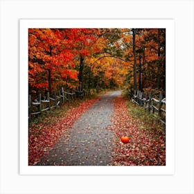 A Crisp American Autumn Scene Unfolds Embodying The Quiet Beauty Of A Fall Nature Trail Transitioni (2) 1 Art Print