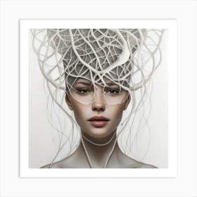 Girl With Wires In Her Head Art Print