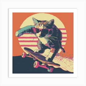 Skateboard Cat 6 Art Print