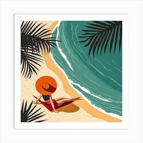 Woman Enjoying The Sun At The Beach 14 Art Print