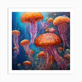 Shoal of jellyfish 1 Art Print