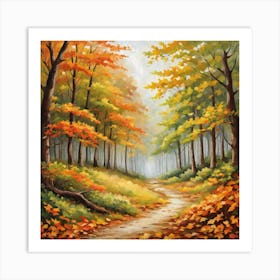 Forest In Autumn In Minimalist Style Square Composition 299 Art Print