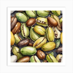 Watercolor Pistachios Art Print