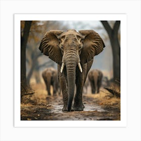 Elephants In The Rain Forest Art Print