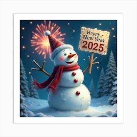 Flux Dev A Jubilant Snowman Stands Amidst A Winter Wonderland 2 Art Print