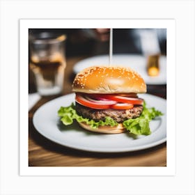 Hamburger On A Plate 41 Art Print