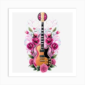 Guitar Roses Art Print