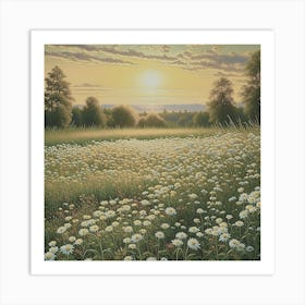 Daisies At Sunset Art Print