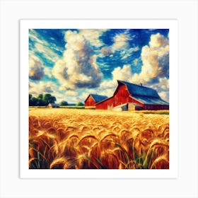 Barn In The Wheat Field Art Print