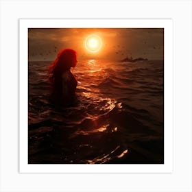 Mermaid In The Ocean Art Print