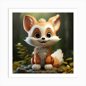 Fox In The Forest 18 Art Print