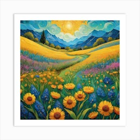 Sunflowers In The Meadow Art Print