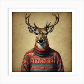 Deer In Sweater 3 Art Print