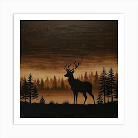 Deer Silhouette Art Print