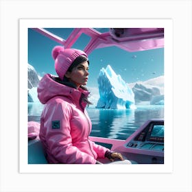 Young arctic researcher exploring the ocean depths Art Print