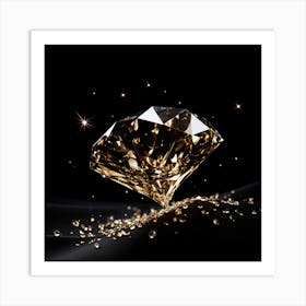 Gold Diamond On Black Background 1 Art Print