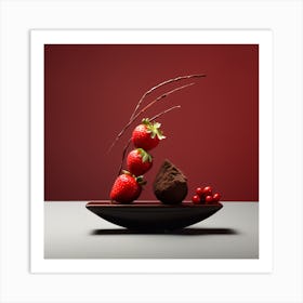 Artjuicebycsaba Chocolate Covered Strawbery Meets Japanese Zen 14 Art Print