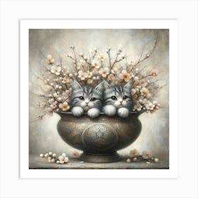 Kittens In A Vase Art Print