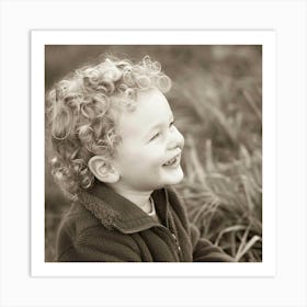 Black And White Portrait Of A Young Boy 1 Art Print