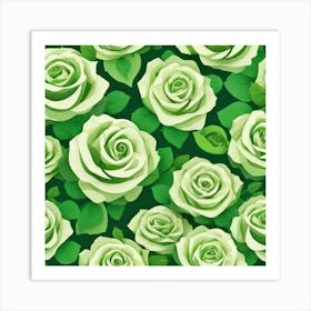 Green Roses Seamless Pattern 3 Art Print