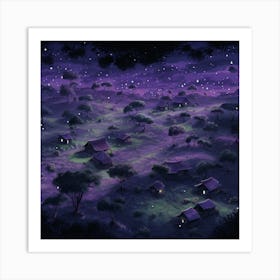 Village At Night Art Print