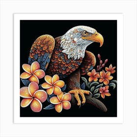 Eagle With Flowers 2 Art Print