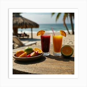 Tropical Drinks On The Beach 4 Art Print