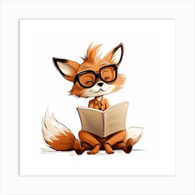 Fox Reading A Book Art Print