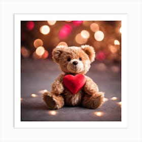 Teddy Bear With Heart 1 Art Print