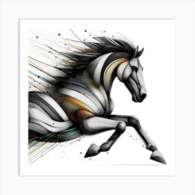 Horse - Abstract Line Art Illustration 289 Art Print