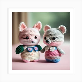 Two Crocheted Stuffed Animals Art Print